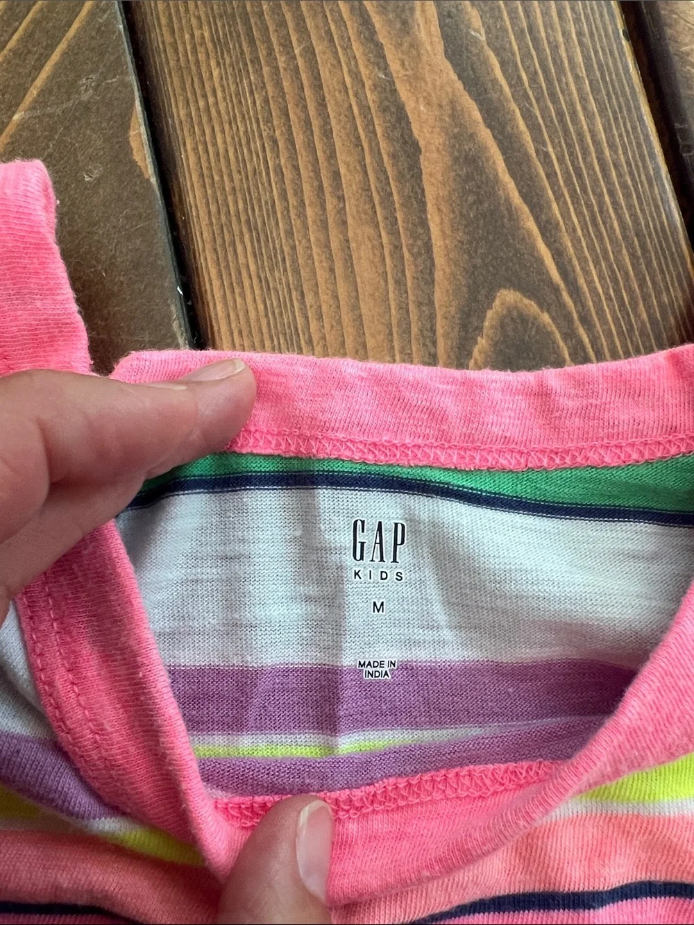 Girls' GAP Striped Pink & Green Casual Dress